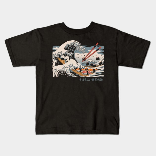 The Great Sushi Wave Kids T-Shirt by Vincent Trinidad Art